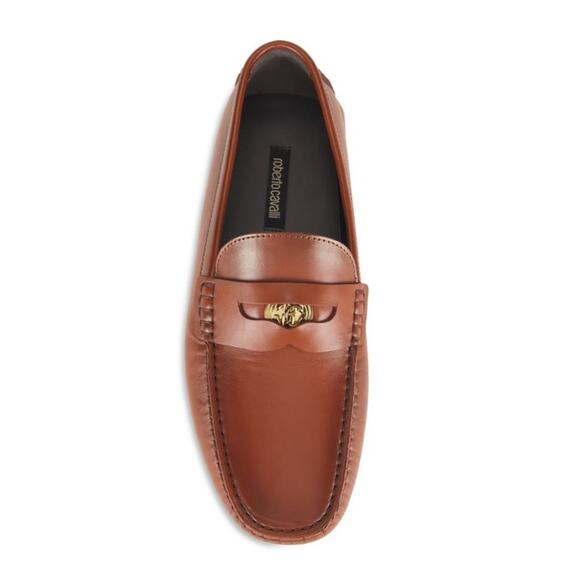 $825 NIB Roberto Cavalli Brown Leather Driving Loafers Slip On Shoes Size 13 M
